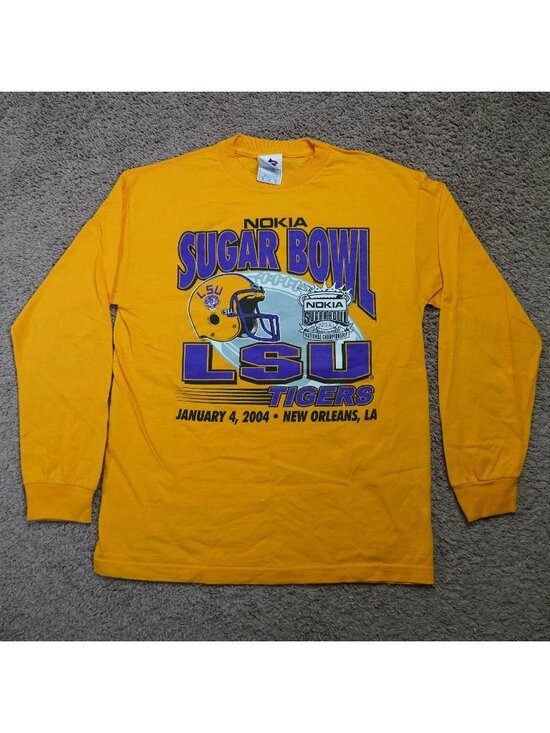 Tri-Lake Sportswear Other - Y2K LSU Tigers Sugar Bowl 2004 T Shirt Mens M Yellow Nokia National Championship